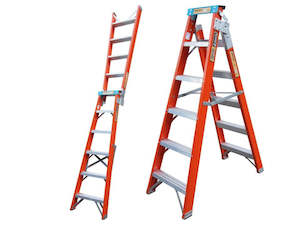 1.8m - 3.2m King Fibreglass Step And Extension Ladder - Non Conductive And Versatile