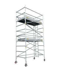 Titan Double Width Integrated Ladder Mobile Tower Scaffolding - 6.0m Working Height