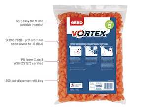 Hearing Protection Safety Work Wear: Vortex Disposable Earplugs Dispenser Refill Pack, 500 Pairs