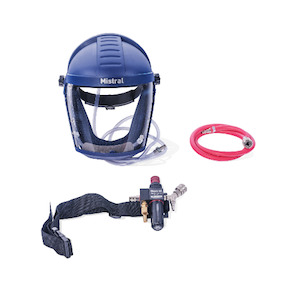 Eye Protection Personal Safety: Mistral Air Fed Respirator - With Waist Band Carbon Filter And Safety Regulator