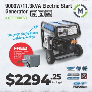 9000W GT Power Electric Start Generator - GT10000ESQ - Includes Free Storage Cover