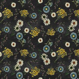 Botanical Journal: Botanical Journal ~ floral ~ black ~Fat Quarter