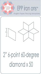 Hugsn Kisses: Hugs'n Kisses~ EPP Iron-Ons ~2 inch 60-degree 6-point diamonds x 50 pack