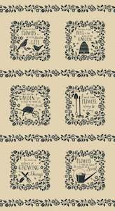 Panels: Bloom and Grow~ "A Garden of Words and Wonders"Panel 60 cm ~ Linen colour