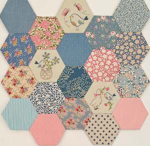 Pre-order- Fig 'n Berry Creations~ Little Bluebird Hexagons- BOM~ 12 months