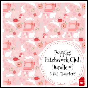 Rabbit Hunt: Poppies Patchwork Club~Bundle of 5 fat Quarters