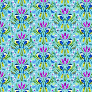 New Zealand Themed Fabrics: Kingfishers~ Blue