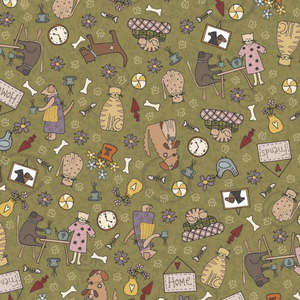Lynette Anderson ~ Good Boy and Kitty ~Scatter Moss Green