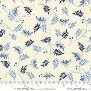 Amelia's Blues~ Ivory/Blue Trailing Leaves