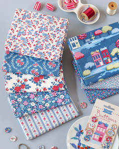 Preorder~Tilda~ "Village Life"~ Fat Quarter Bundle~ Blue