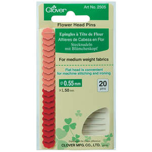 Haberdashery: Clover Flower Head Pins~0.55 x 50mm x 20, Red