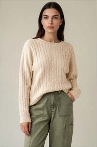 Indent Moss Aw26: Cable Knit - Oat Marle