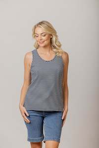 Moss Sale: Rib Tank Navy White stripe