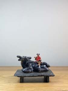 Handmade Mudman: GIRL ON BUFFALO - LARGE