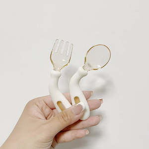 Baby: PPSU Twisted Anti-Scratch Silicone Fork & Spoon Set