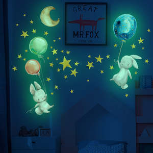 Wall Sticker: Glow in the dark Wall Sticker - Bunny & Balloon