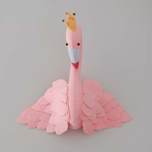 Clearance: Pink Swan W-Felt Animal head /Handmade