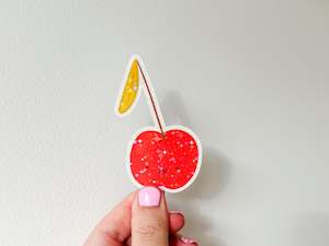 Products: Die Cut Holographic Sticker - Red Cherry
