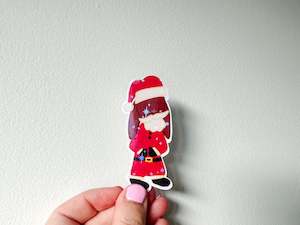Die Cut Holographic Sticker - Bunny Santa