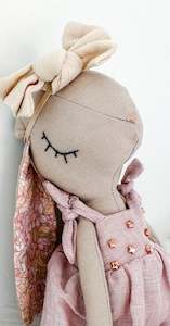 Linen Bunny in Light Grey and Pink