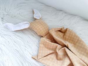 Bunny Snuggler in Mustard Gingham