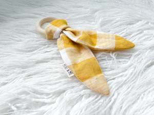 Teethers: Bunny Ear Teether in Yellow Gingham