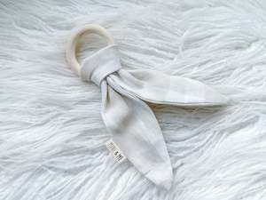 Teethers: Bunny Ear Teether in Bone Gingham