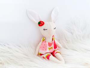 Linen Mini: Strawberry & Cream Linen Bunny