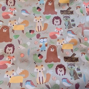 Products: Forest Animals on Grey Printed PUL - Minkylicious