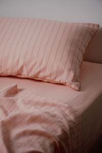 Sleep Deep Linen Cotton Bedding: Pillowcase Set - Blush Stripe