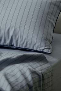 Sleep Deep Linen Cotton Bedding: Flat Sheet - Cloud Stripe