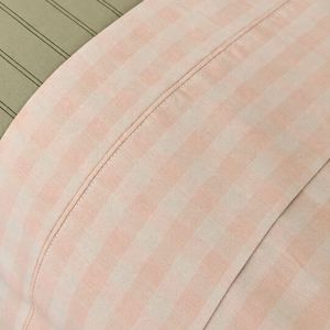 Sleep Deep Linen Cotton Bedding: Flat Sheet - Blush Gingham