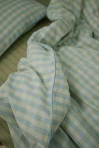 Sleep Deep Linen Cotton Bedding: Duvet Cover - Cloud Gingham