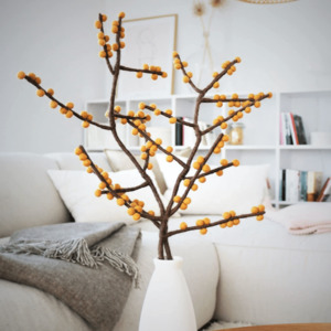 Homewares: Felted Wool Branches with Berries/Red or Yellow