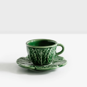 Bordallo Pinheiro: Cabbageware Espresso Cup and Saucer/Green
