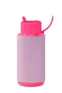 New: Neon Pink/Lilac Haze Cactus Leather Sleeve 34oz Reusable Bottle