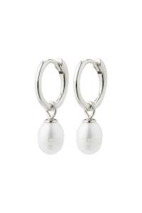 Berthe Recycled Pearl Hoop Earrings Silver Plated