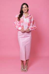 Skirts: Alana Long Pencil Skirt Baby Pink