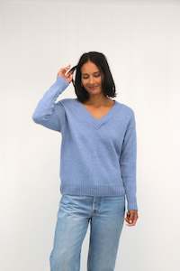 Tulia V Neck Jumper Chambray