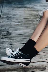 Merino Wool Crew Socks Essential Black Rib