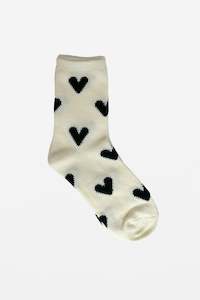 Socks: Sock White With Black Hearts