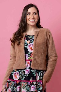 Sale: Zoe Short Fur Jacket Caramel