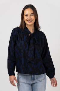 Sale: Bowie Blouse Blue Blocks