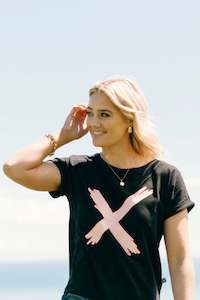 Tees: Jackie Tee Black with Blossom Berry X
