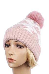 Jacquard Cashmere Beanie Pink