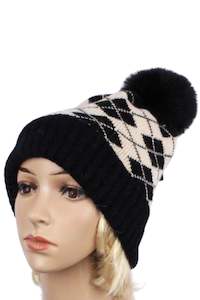 Hair Accessories Hats: Jacquard Cashmere Beanie Black