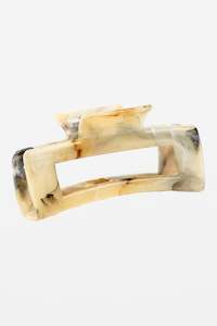 Hair Claw Oblong Marble Black And Cream