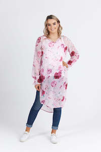 Mint The Label: V Neck Opal Tabard Pink Peony Print