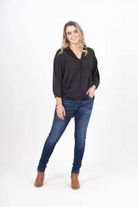 Suzy D: Bonny Button Back Top Black