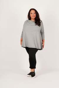 Suzy D: SUZY D CURVE - Jay Stripe Drape Neck Jersey Top Black